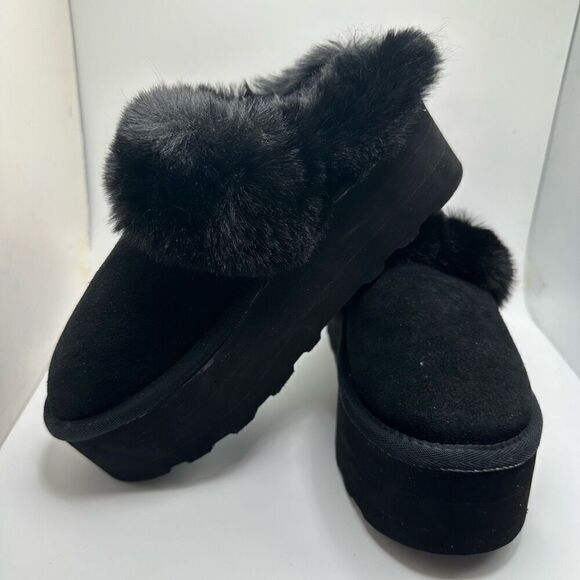 CUSHIONAIRE Women's Husky Genuine Suede cozy mule Platform +Memory Foam 6.5 BLAC - Picture 7 of 7